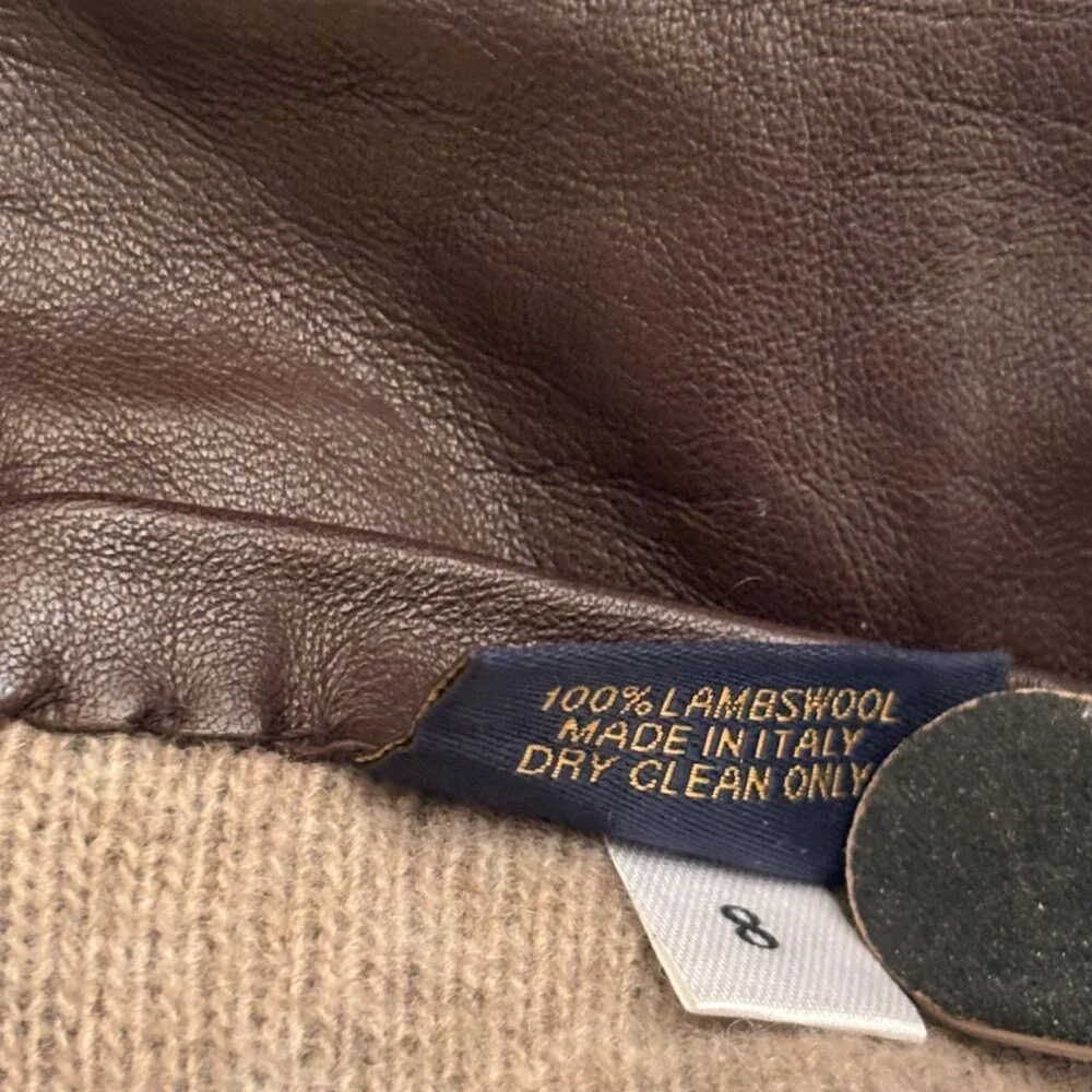 Brooks Brothers Sz 8 Luxury Genuine Sheepskin Leather Gloves Wool Lined $168